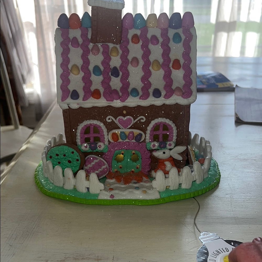 Colorful Easter Gingerbread House Decor
